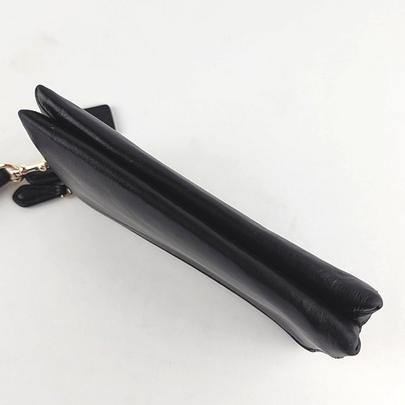 COACH Black Leather Wristlet Wallet Dual Zipper Gold Tone Hardware - Picture 14 of 16